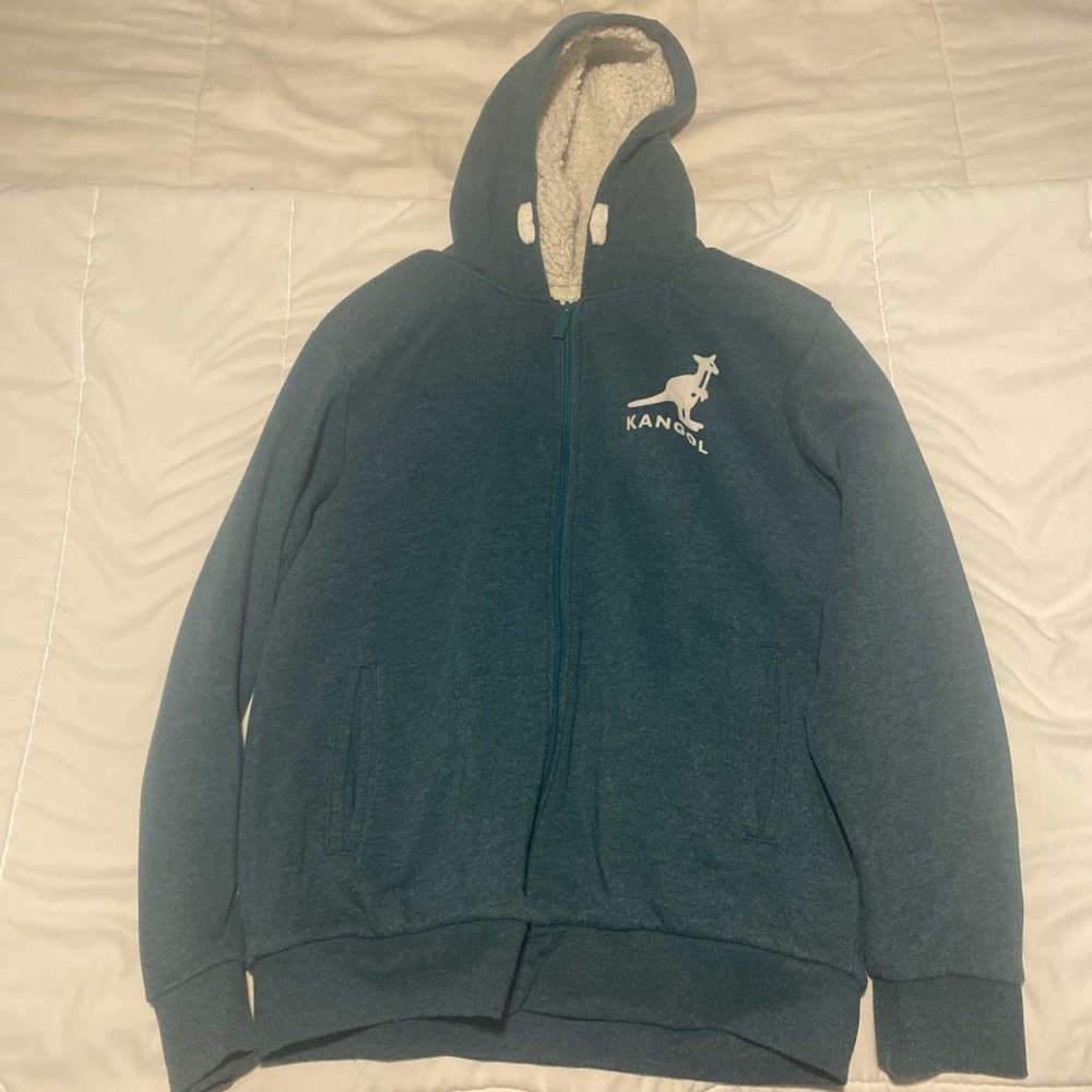 Kangol Teal Hoodie with Union Jack Label